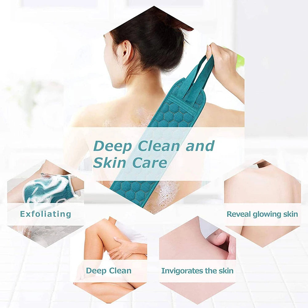 Ensemble exfoliant pour le corps - Comprend une éponge pour le dos, un gant de bain et une éponge de douche en luffa