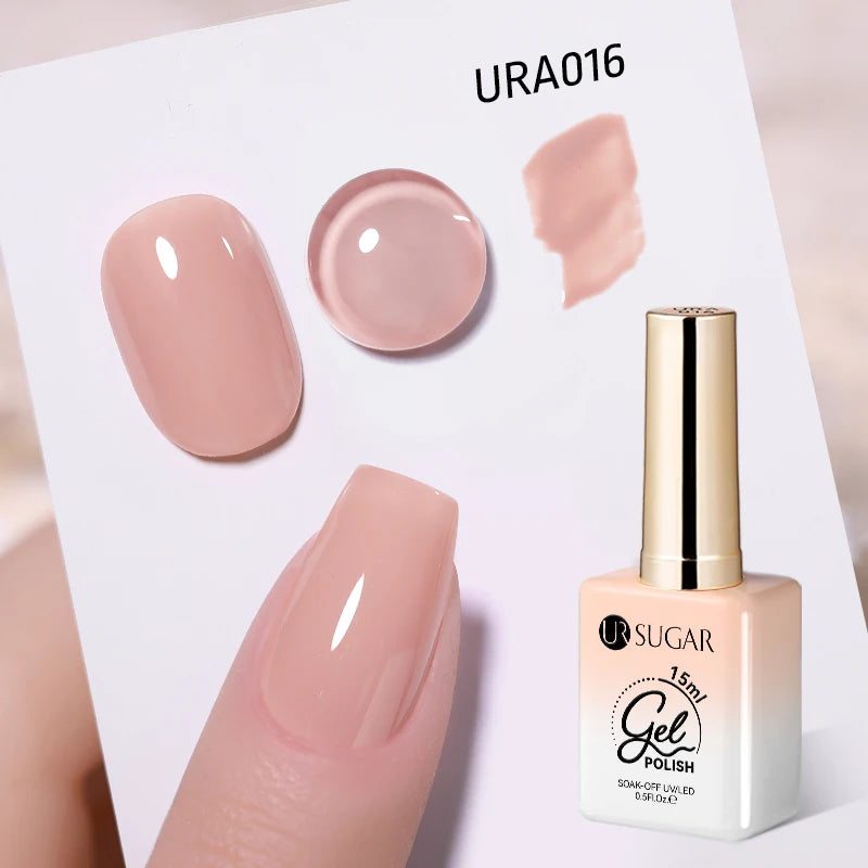 Vernis gel semi-permanent UR SUGAR 15 ml, couleur blanc laiteux translucide, effet gelée, UV, semi-permanent, pour nail art, à dissoudre. Dernière tendance.