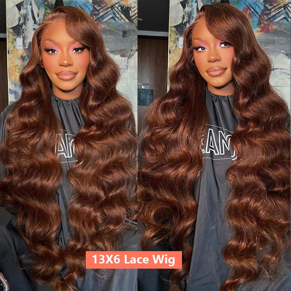 Perruque Lace Front HD Brun Chocolat 13x4 Ondulée, style brésilien, 13x6, pour femme, 100% cheveux humains Remy, pré-épilée