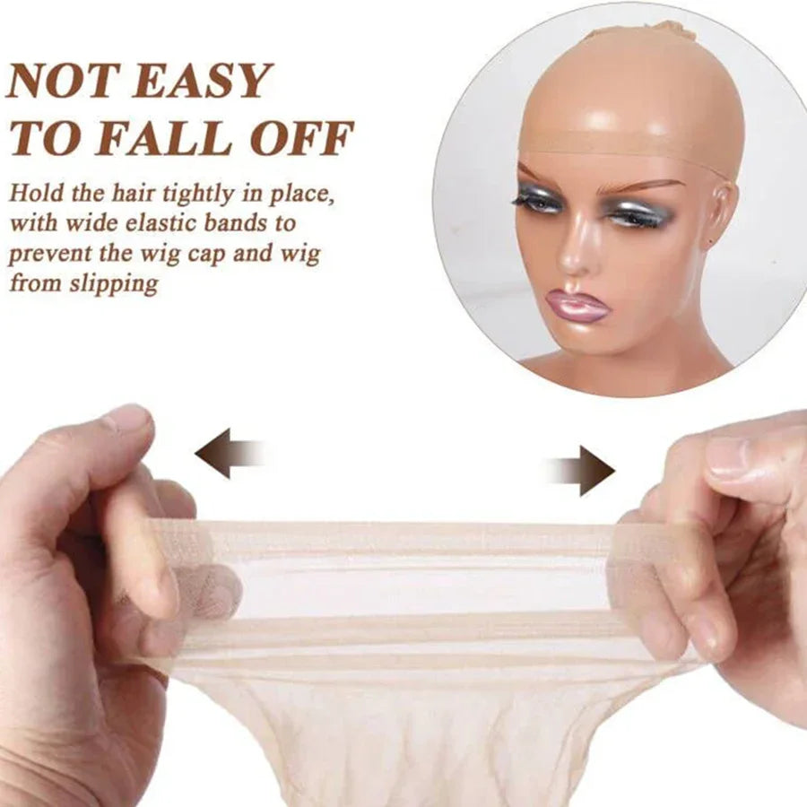 Bonnets de perruque HD en gros, transparents et de haute qualité, en nylon extensible avec dentelle frontale, pour femmes et hommes, châtain clair.