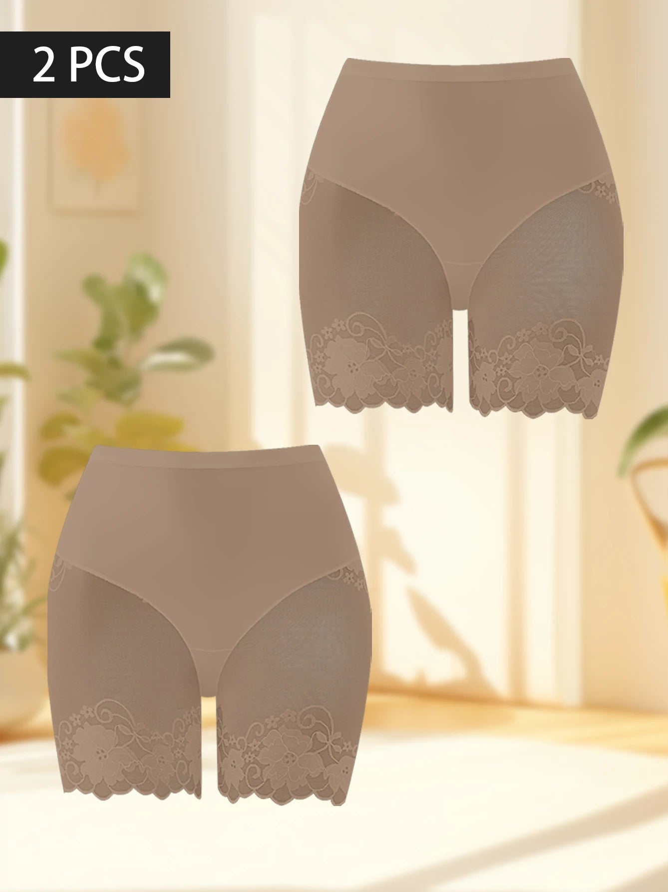 Lot de 2 culottes shorty transparentes pour femmes - Confortables, taille mi-haute, respirantes, ne roulent pas, idéales pour les soirées en amoureux et au quotidien