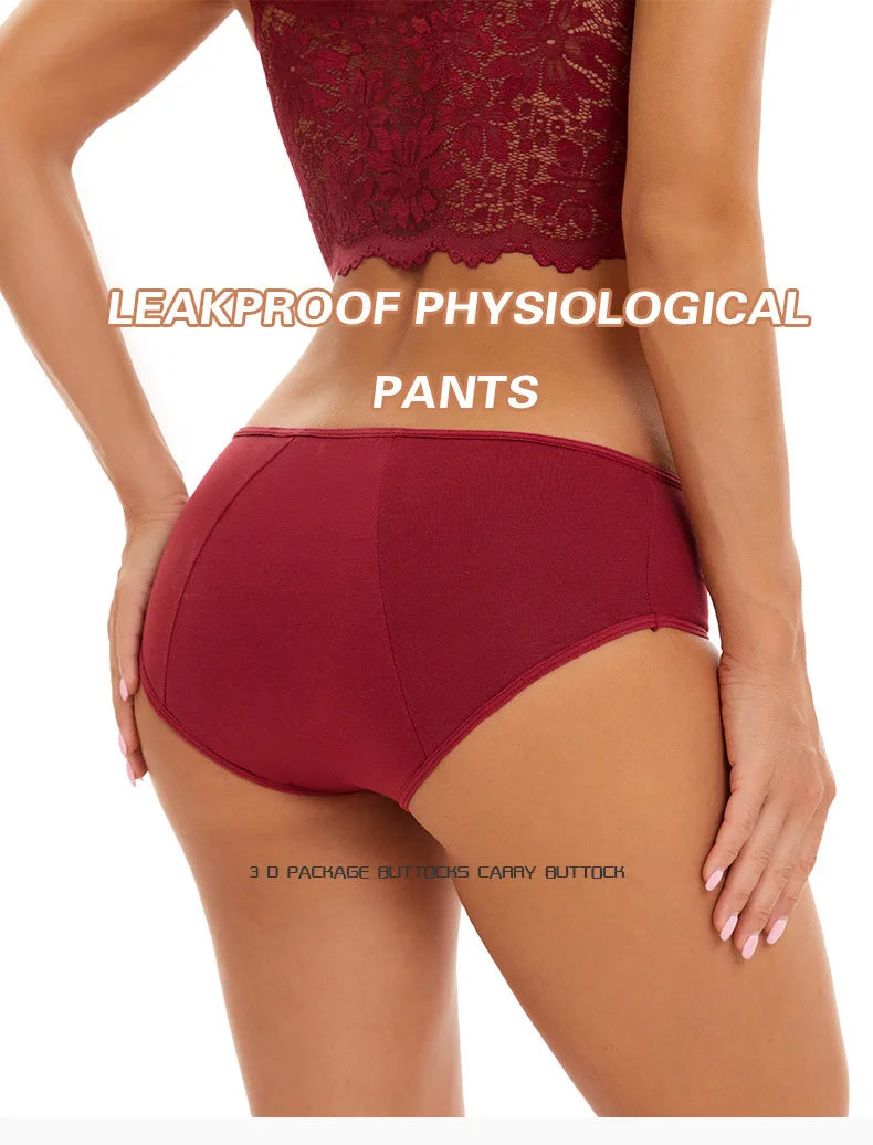 Lot de 3 culottes menstruelles pour femmes, anti-fuites, en coton, absorbantes, physiologiques, pour les règles.