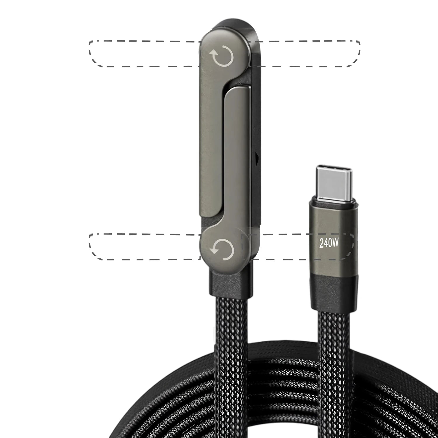 2-IN-1 Type-C Cable Foldable Mobile Phone Holder 240W Fast Charging Data Cable Multifunction Phone Charge Bracket Dual PD cable
