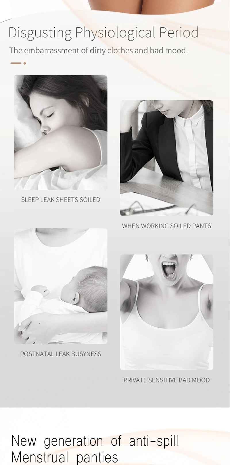 Culottes menstruelles 3 couches absorbantes pour incontinence physiologique, respirantes et imperméables, sous-vêtements menstruels pour femmes.
