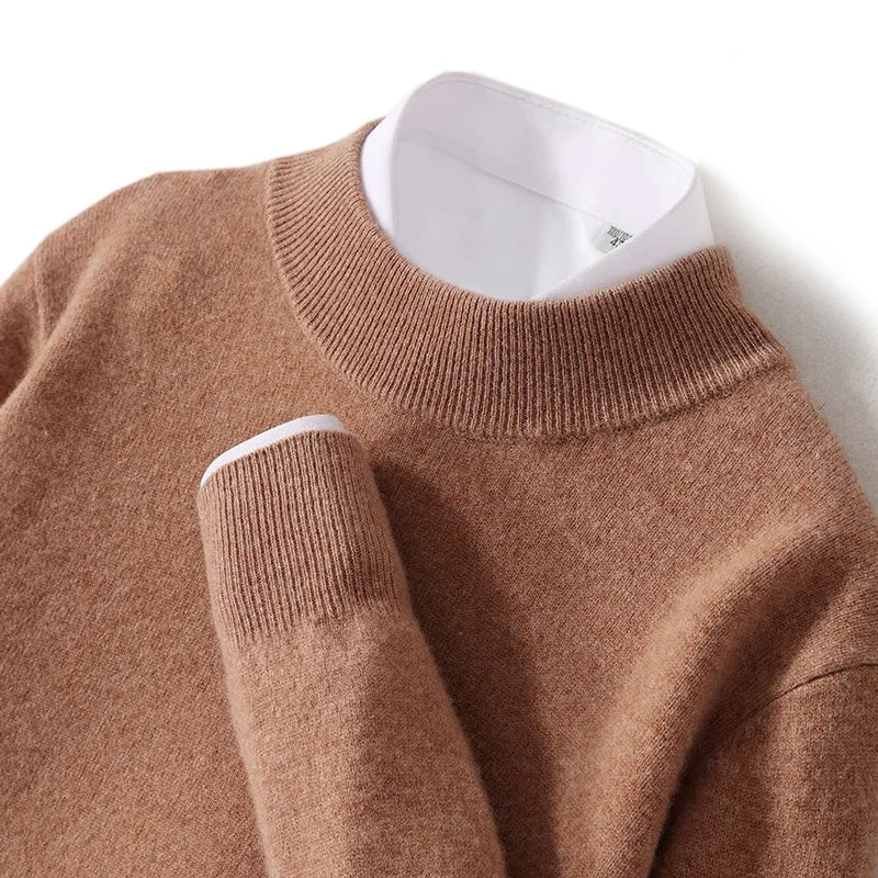 Pull 100 % laine mérinos pour femme, grande taille jusqu'à 5XL, col demi-lune, maille ample, manches longues, finitions cachemire.
