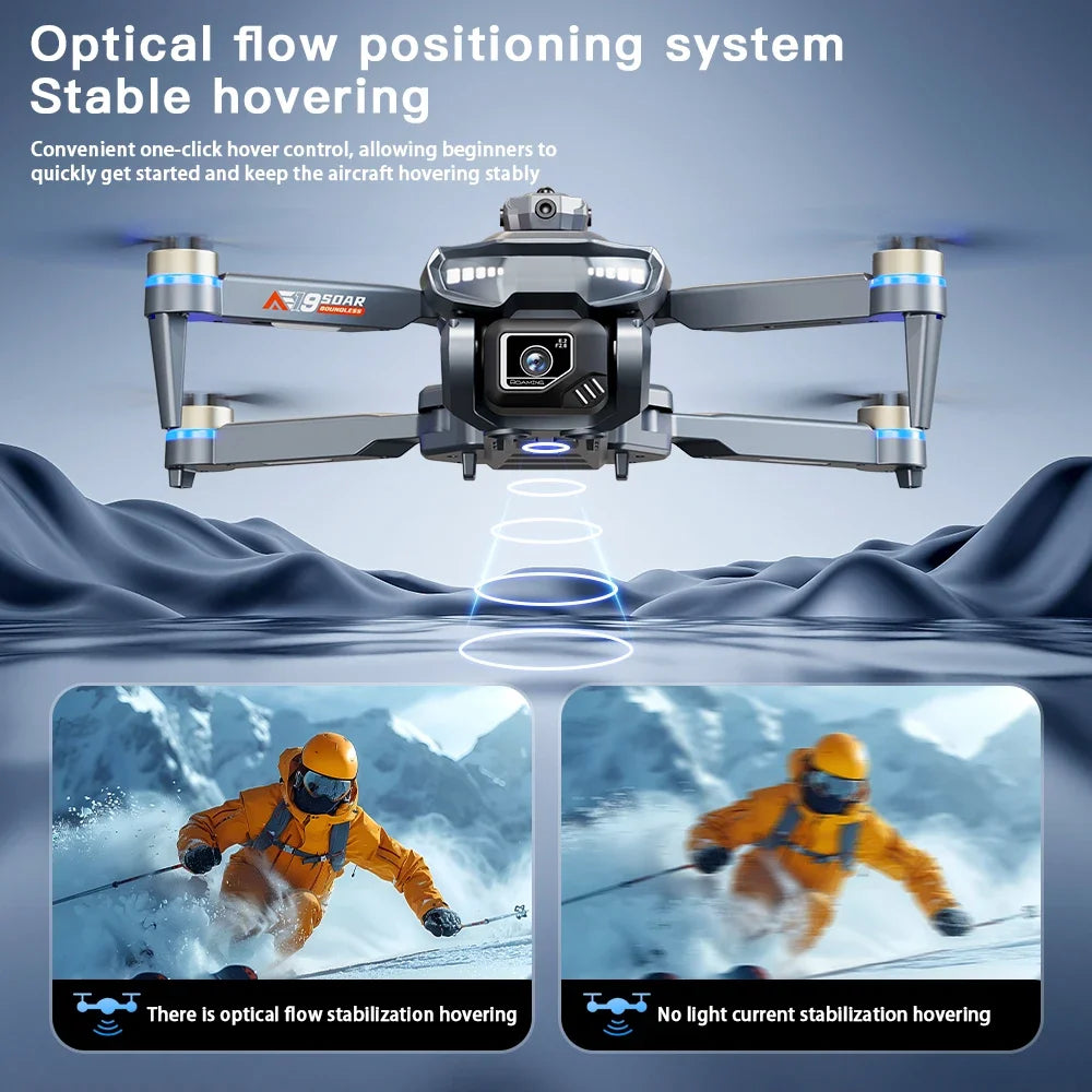 Drone AE19 GPS, écran LCD 4,3", double caméra 8K/4K, rotation à 360° avec détection d'obstacles, 3 options de batterie, quadricoptère radiocommandé professionnel, idéal pour les cadeaux et les voyages.