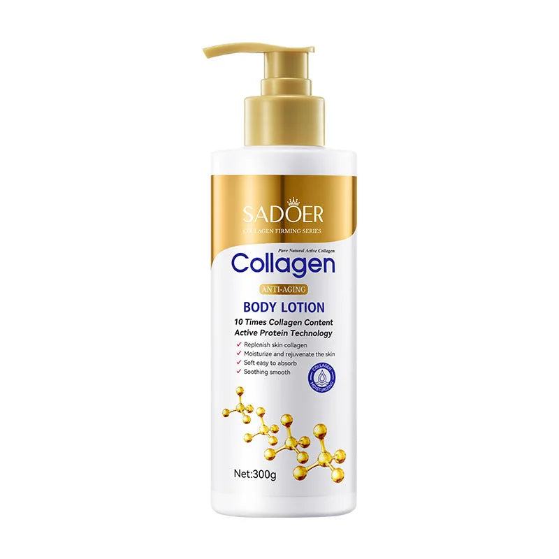 Lotion corporelle au collagène pour raffermir et hydrater la peau - Soin hydratant intense anti-âge pour peaux sèches et relâchées, nourrissante 300 g/pièce