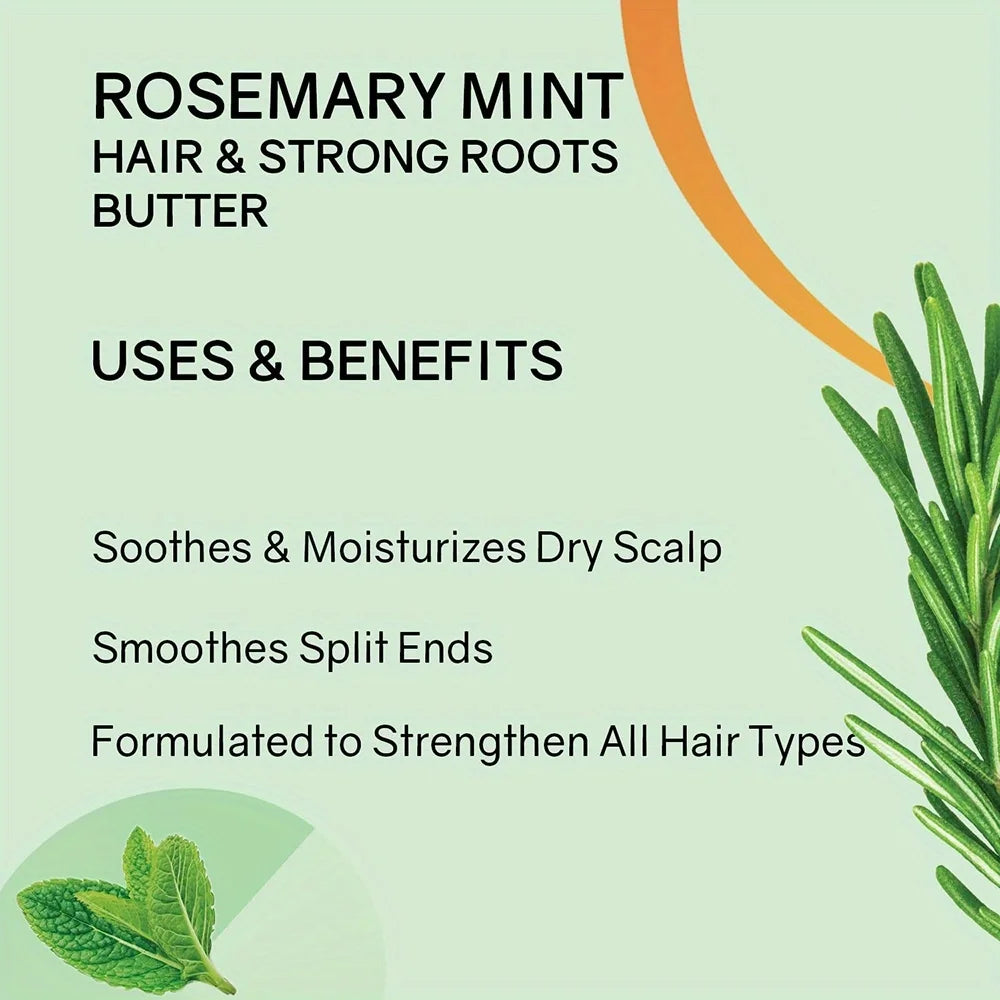 Beurre capillaire GZE Romarin Menthe et Racines Fortifiantes - Soin naturel pour la croissance et la réparation des cheveux abîmés, pour des cheveux plus forts et plus sains