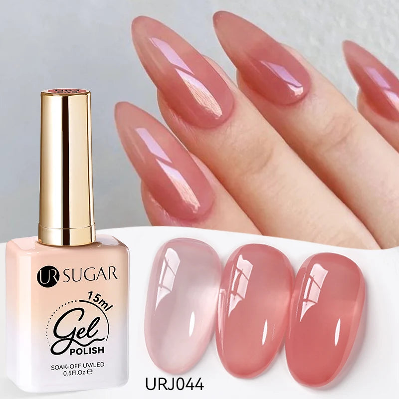 Vernis gel semi-permanent UR SUGAR 15 ml, couleur blanc laiteux translucide, effet gelée, UV, semi-permanent, pour nail art, à dissoudre. Dernière tendance.