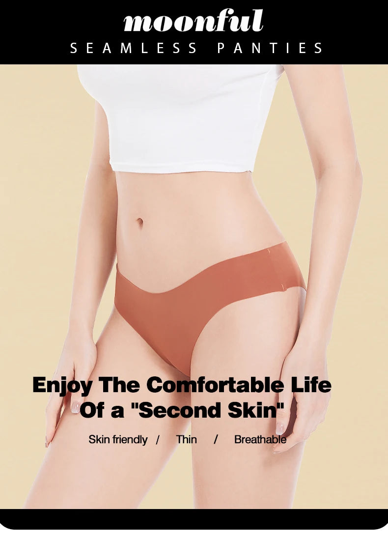 Ensemble de 3 culottes sans coutures pour femme, respirantes, taille basse, sexy, en soie unie, invisibles.