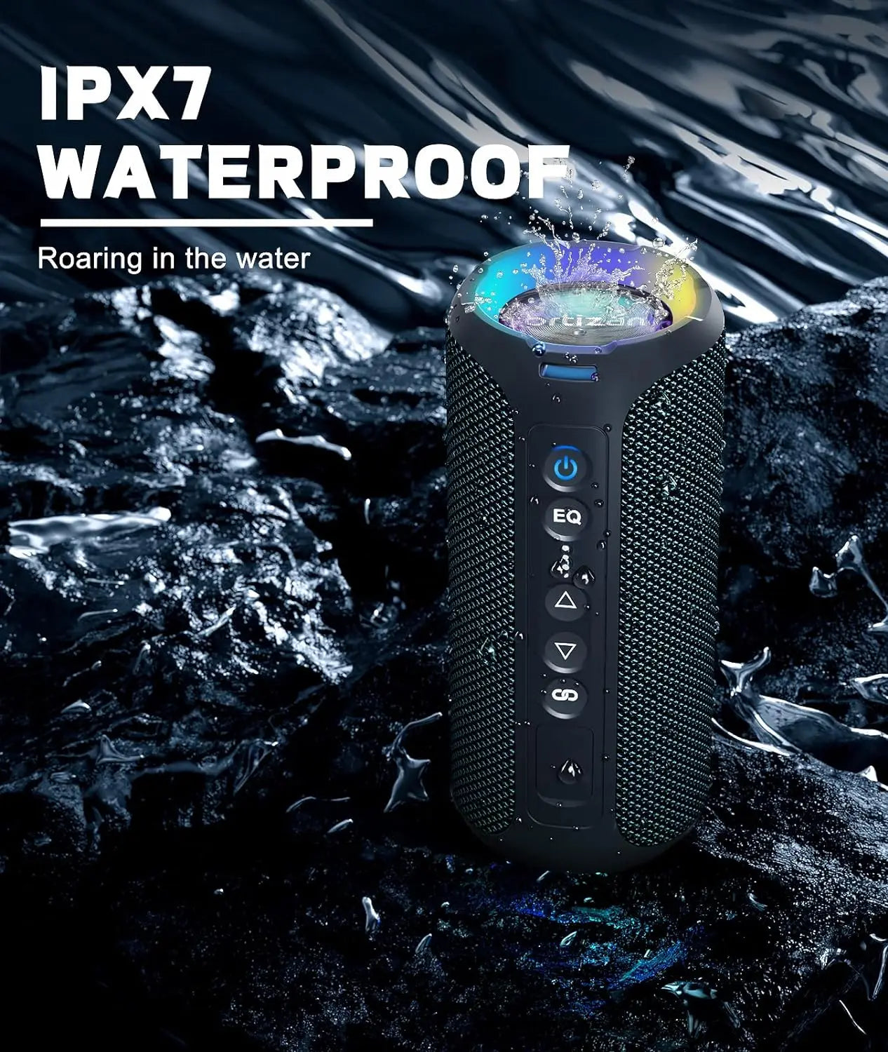 Enceinte Bluetooth Ortizan 40 W avec basses renforcées, portable, sans fil, pour l'extérieur, autonomie de 30 heures, étanche IP7, Bluetooth 5.3