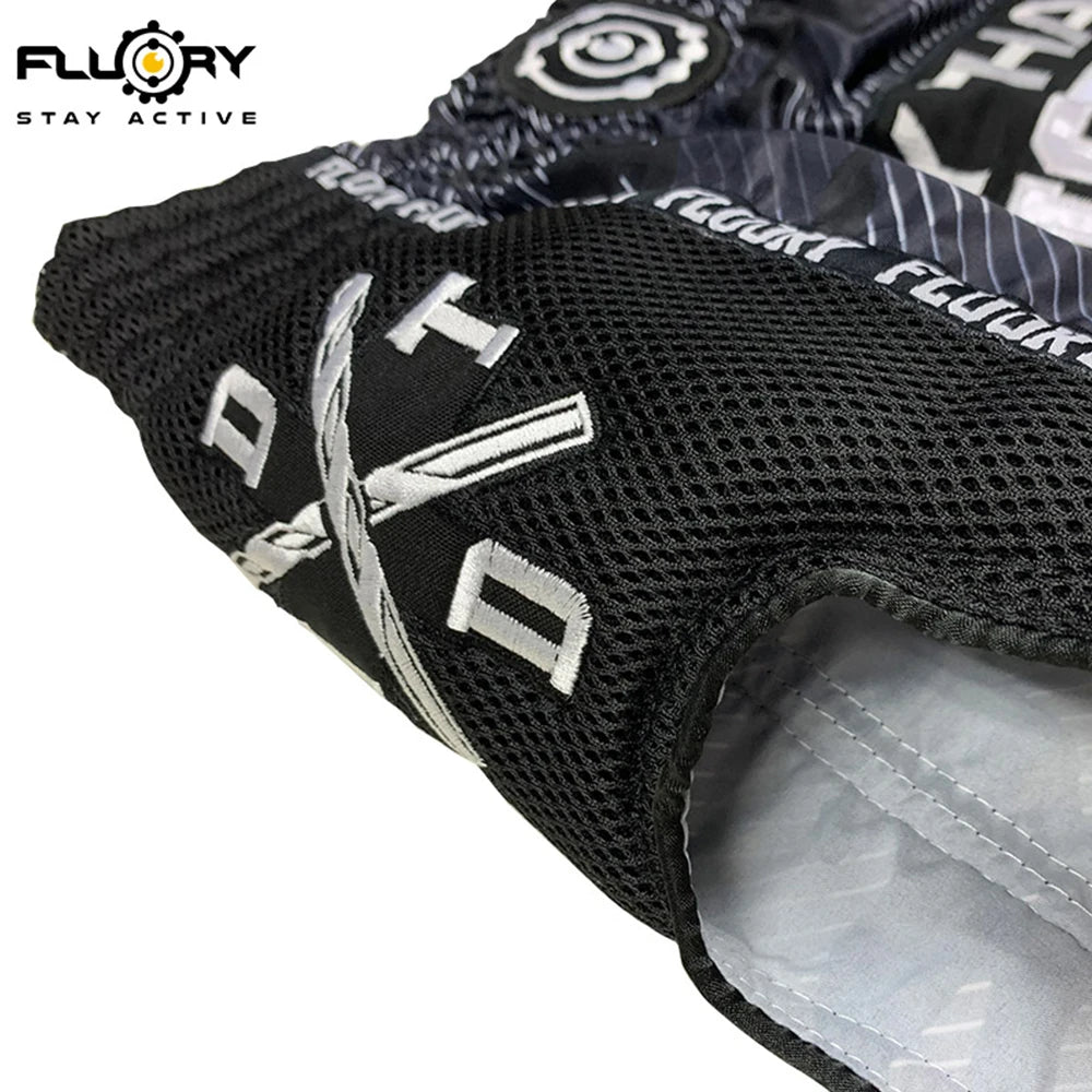 Short de combat FLUORY MMA Muay Thai, pantalon de sport de haute qualité pour enfant, idéal pour l'entraînement de boxe, le kickboxing et le fitness.