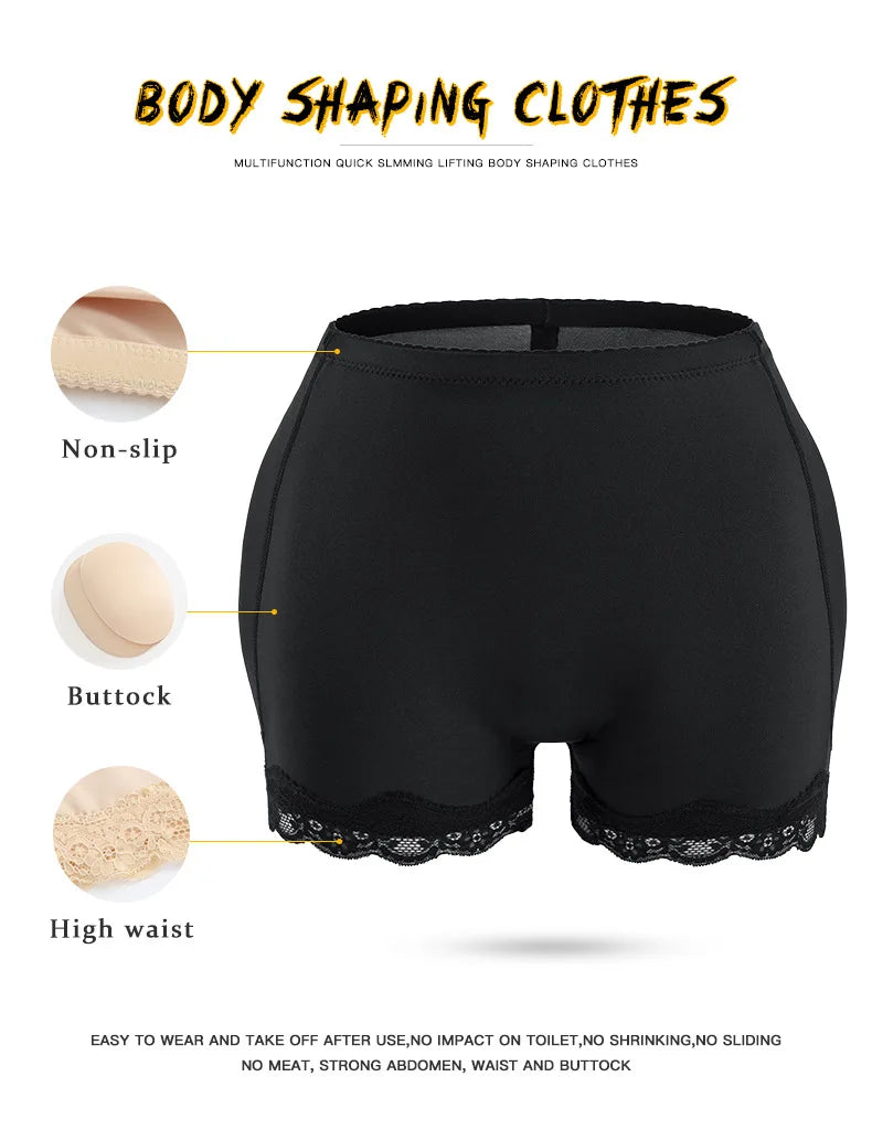 Culotte gainante avec coussinets pour les hanches, effet push-up et rehausseur de fesses, ventre plat, effet lissant, effet fesses rebondies.