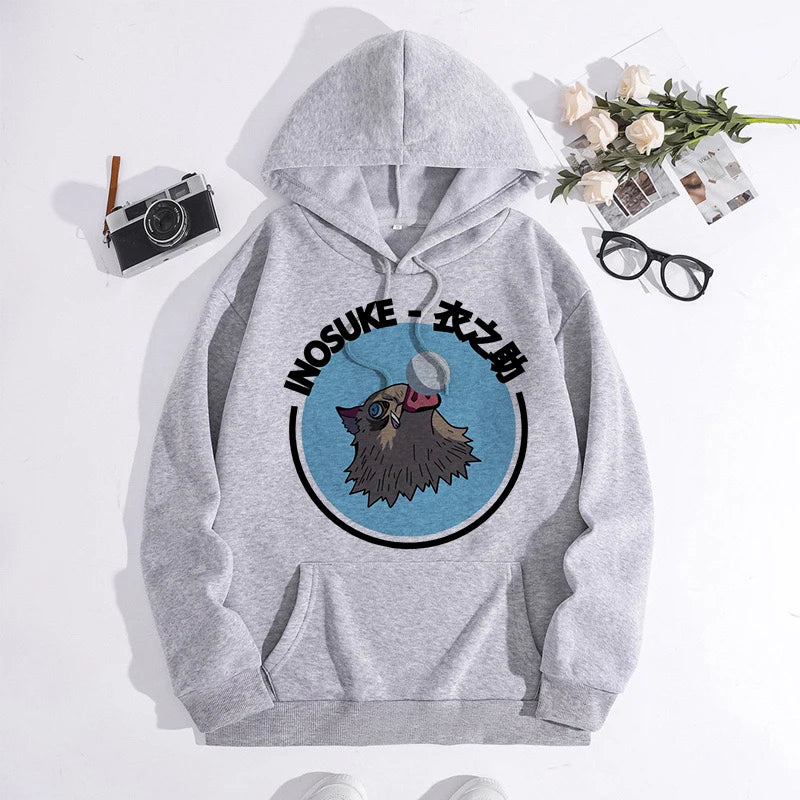 Japanese Anime Demon Slayer Hoodie Unisex Kamado Tanjirou Graphic Sweatshirts Greys Y2k Harajuku Fashion Cartoon Pullover Winter