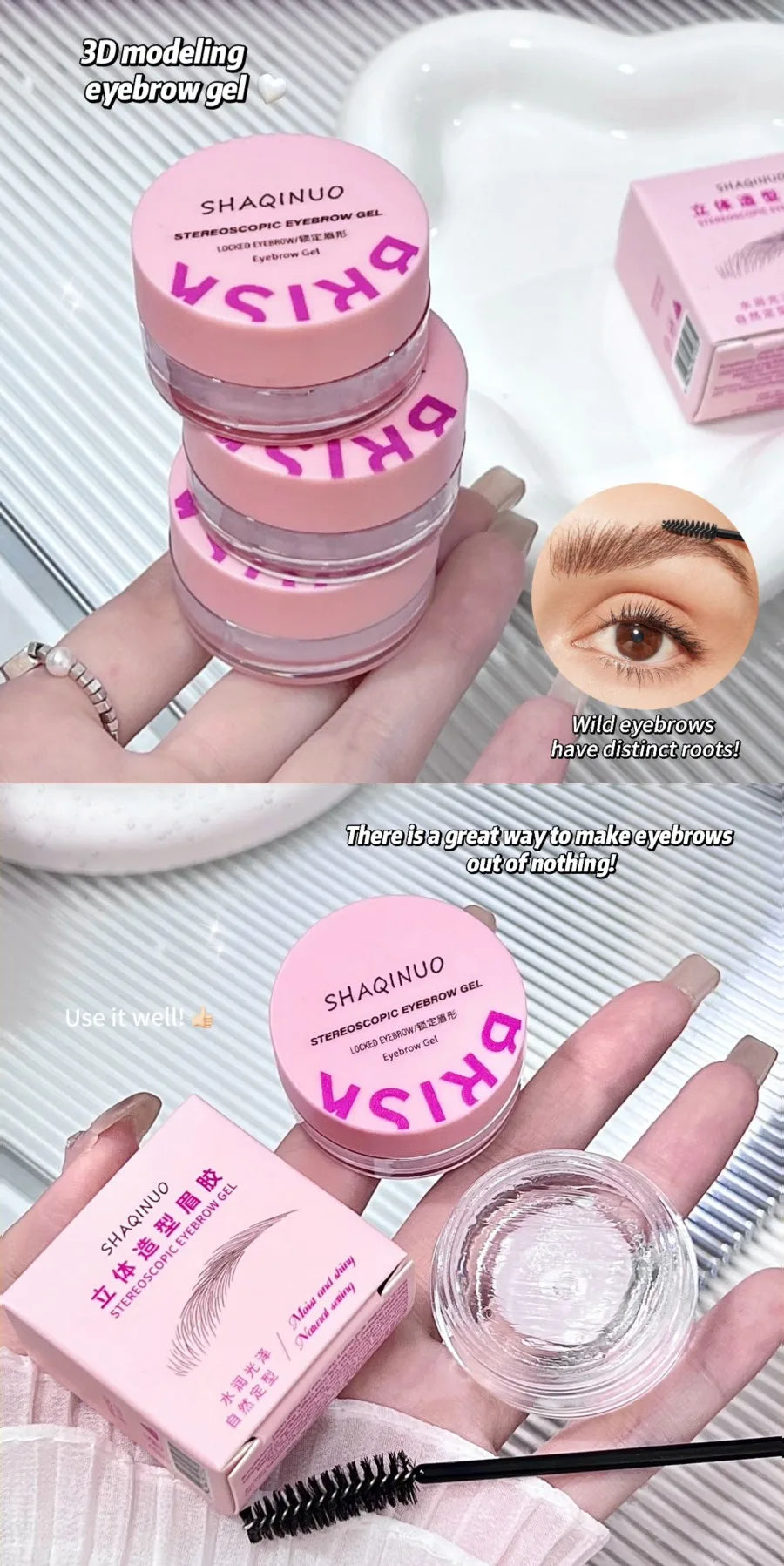Savon à sourcils tridimensionnel, gel pour sourcils, texture gel pour un style naturel