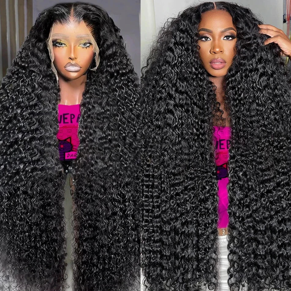 Perruque frontale Deep Wave 13x6 en dentelle HD, cheveux brésiliens, ligne de cheveux naturelle pré-épilée, perruque en cheveux humains avec lace front de 40 pouces.