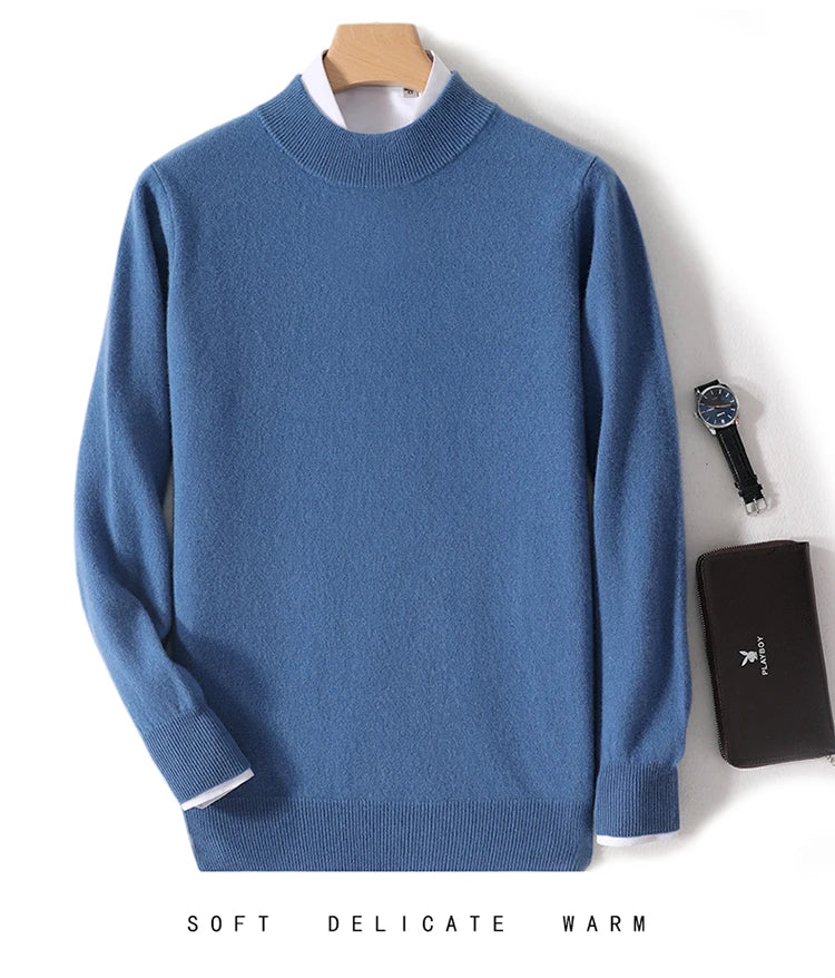 Pull 100 % laine mérinos pour femme, grande taille jusqu'à 5XL, col demi-lune, maille ample, manches longues, finitions cachemire.