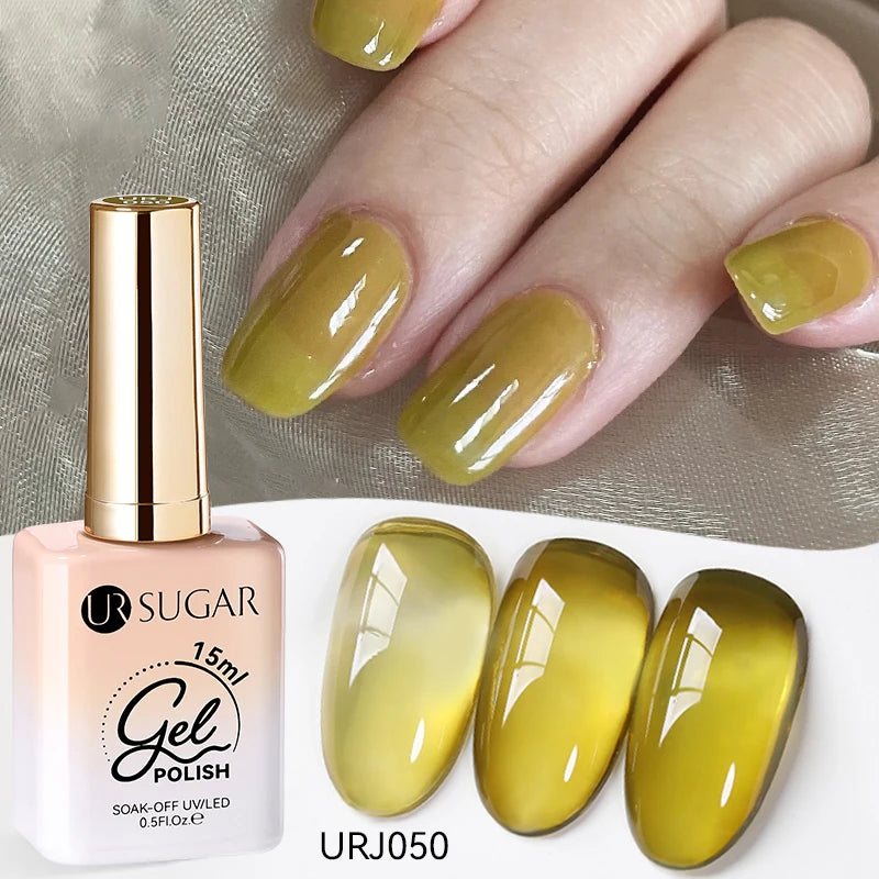 Vernis gel semi-permanent UR SUGAR 15 ml, couleur blanc laiteux translucide, effet gelée, UV, semi-permanent, pour nail art, à dissoudre. Dernière tendance.