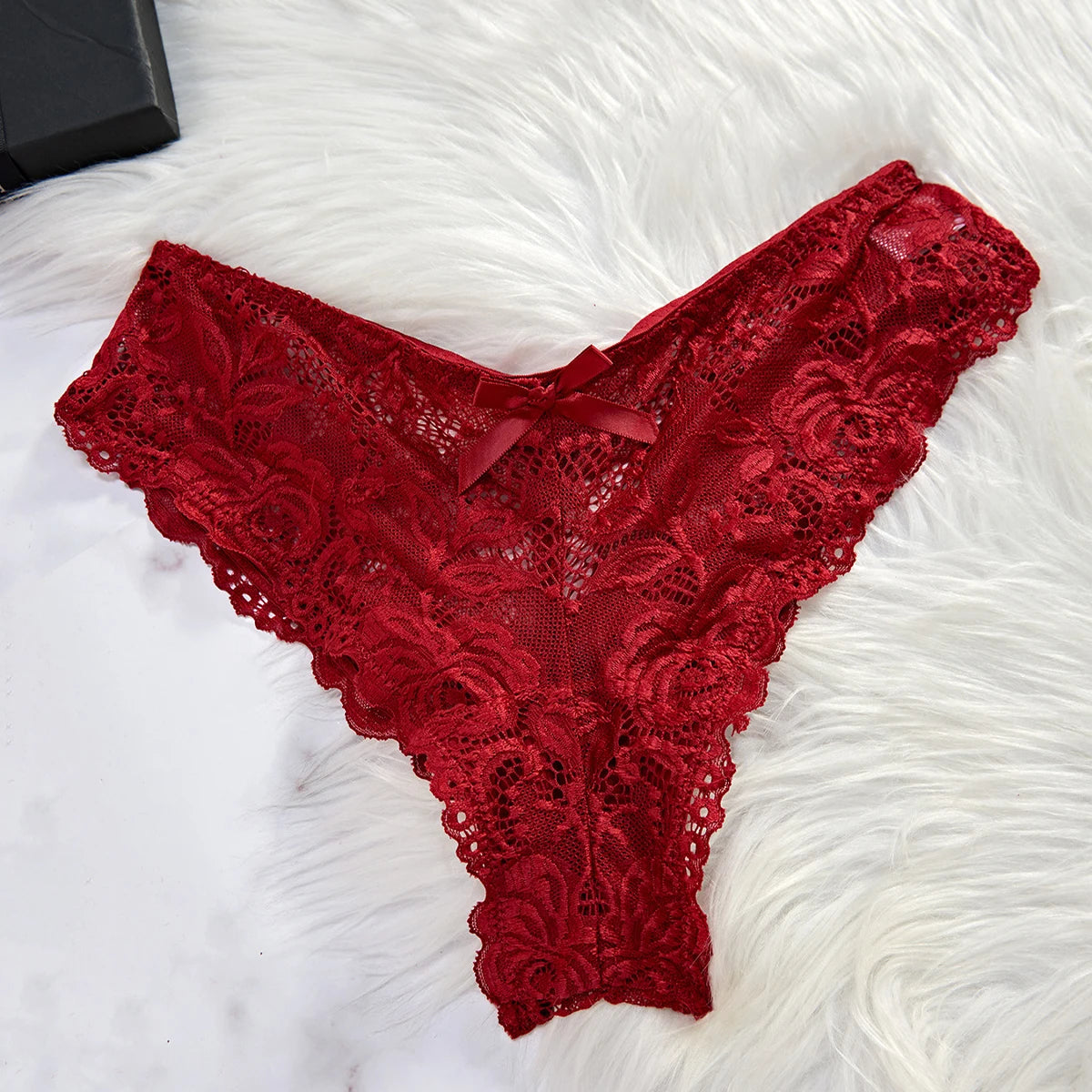 Nuisette d'été en dentelle rouge transparente, ensemble nuisette et culotte sexy pour femme