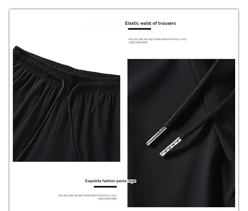 High Quality Ice Silk Pants For Men's Summer Slim Casual New Loose High Elasticity Quick Drying Outdoor Running Casual Pants