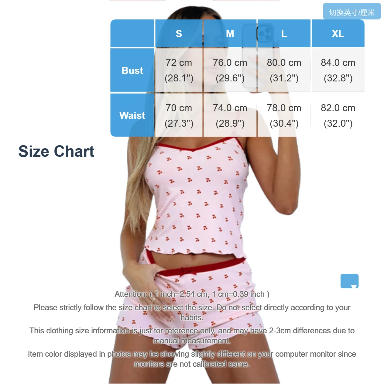 Ensemble pyjama 2 pièces Kawaii pour femme, débardeur sans manches et short à imprimé cerises, vêtement de nuit doux et confortable.
