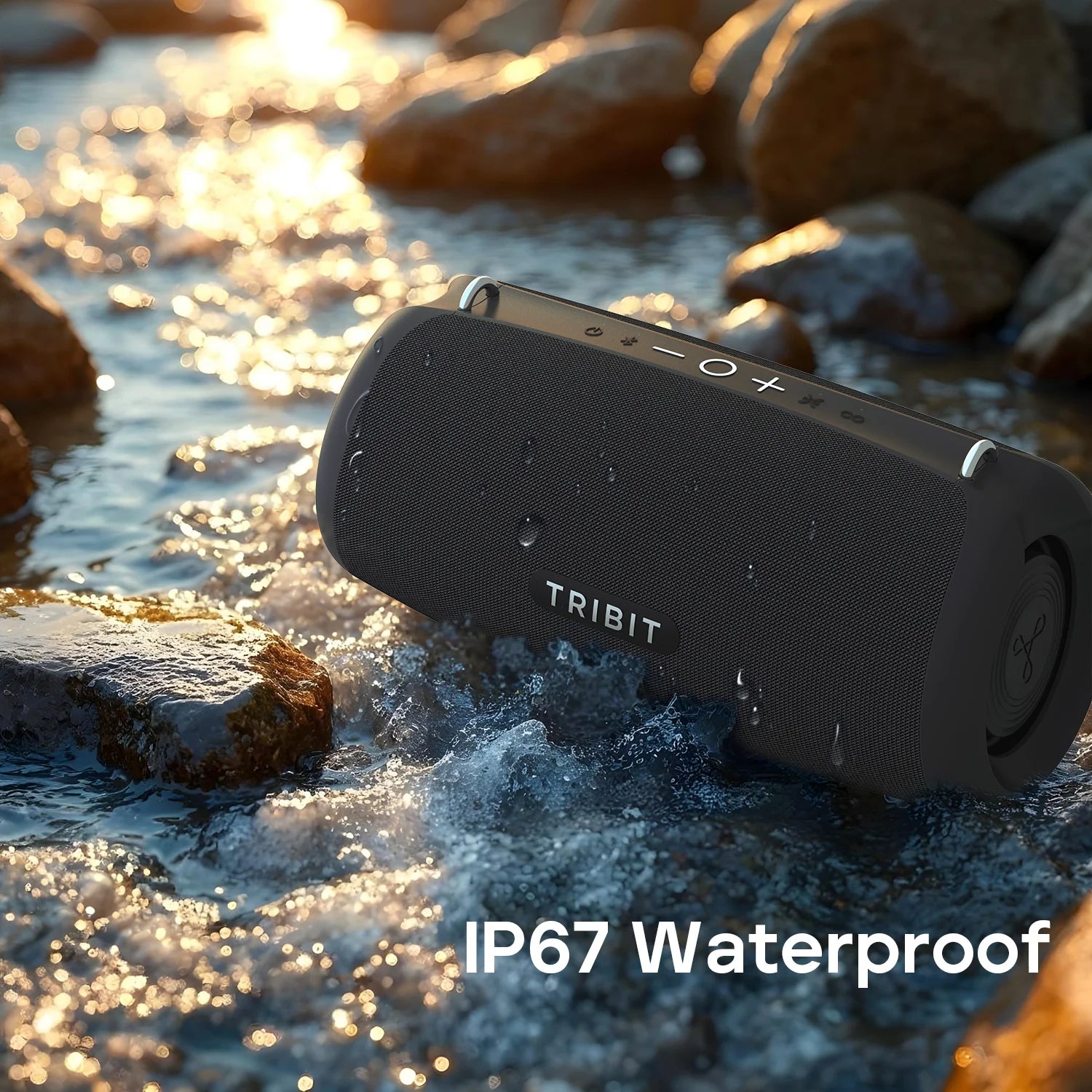 Enceinte Bluetooth portable TRIBIT StormBox Lava 80W avec batterie externe intégrée, contrôle via application, étanche IP67, idéale pour les activités de plein air, le camping et les fêtes.