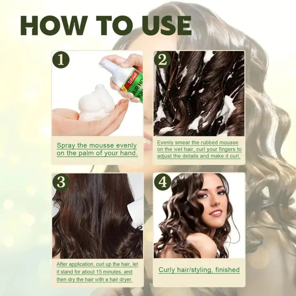 Curly Hair Mousse(207ml) For Wigs Strong Hold Olive Oil Hair Styling Mousse Anti-Frizz Hair Foam Mousse For Styling Hair Women