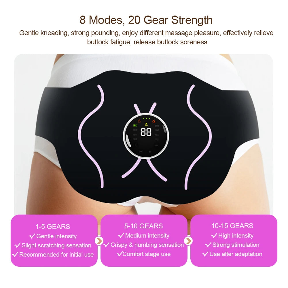 Appareil de massage EMS pour l'augmentation du volume des fesses, le remodelage et le raffermissement des muscles fessiers, avec effet pêche.