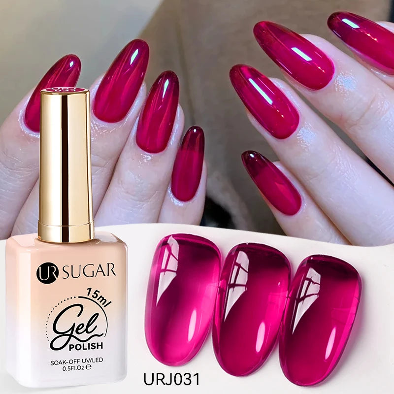 Vernis gel semi-permanent UR SUGAR 15 ml, couleur blanc laiteux translucide, effet gelée, UV, semi-permanent, pour nail art, à dissoudre. Dernière tendance.