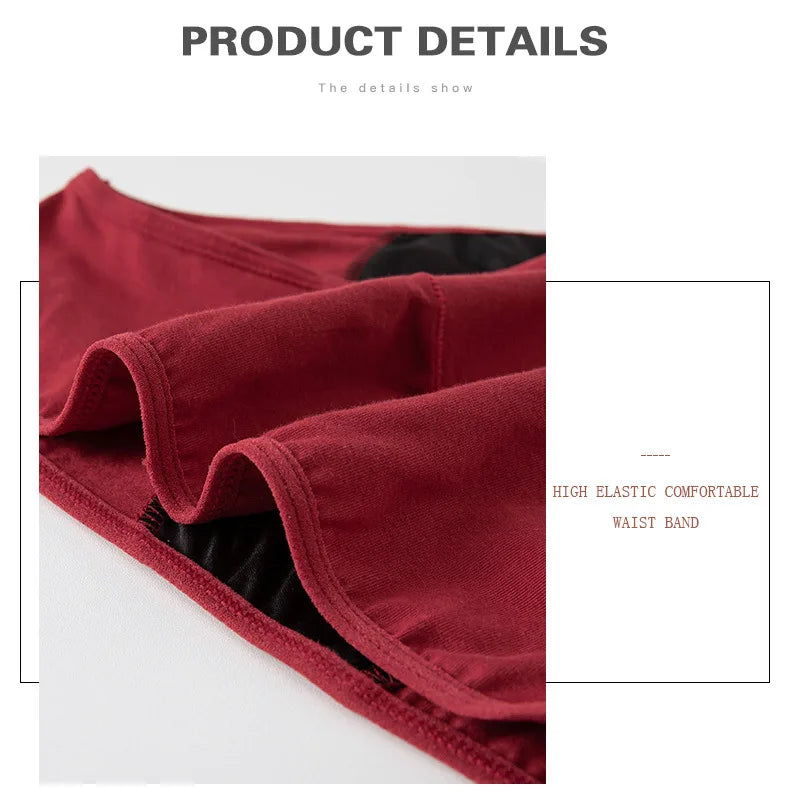 Lot de 3 culottes menstruelles pour femmes, anti-fuites, en coton, absorbantes, physiologiques, pour les règles.