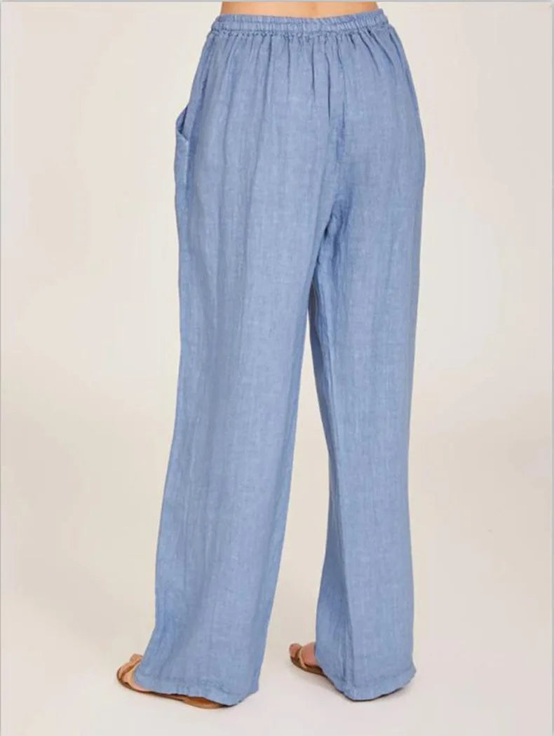 Nouveaux vêtements décontractés d'été et d'automne pour femmes en Europe, en Amérique et en Europe. Pantalons décontractés amples en coton et chanvre.