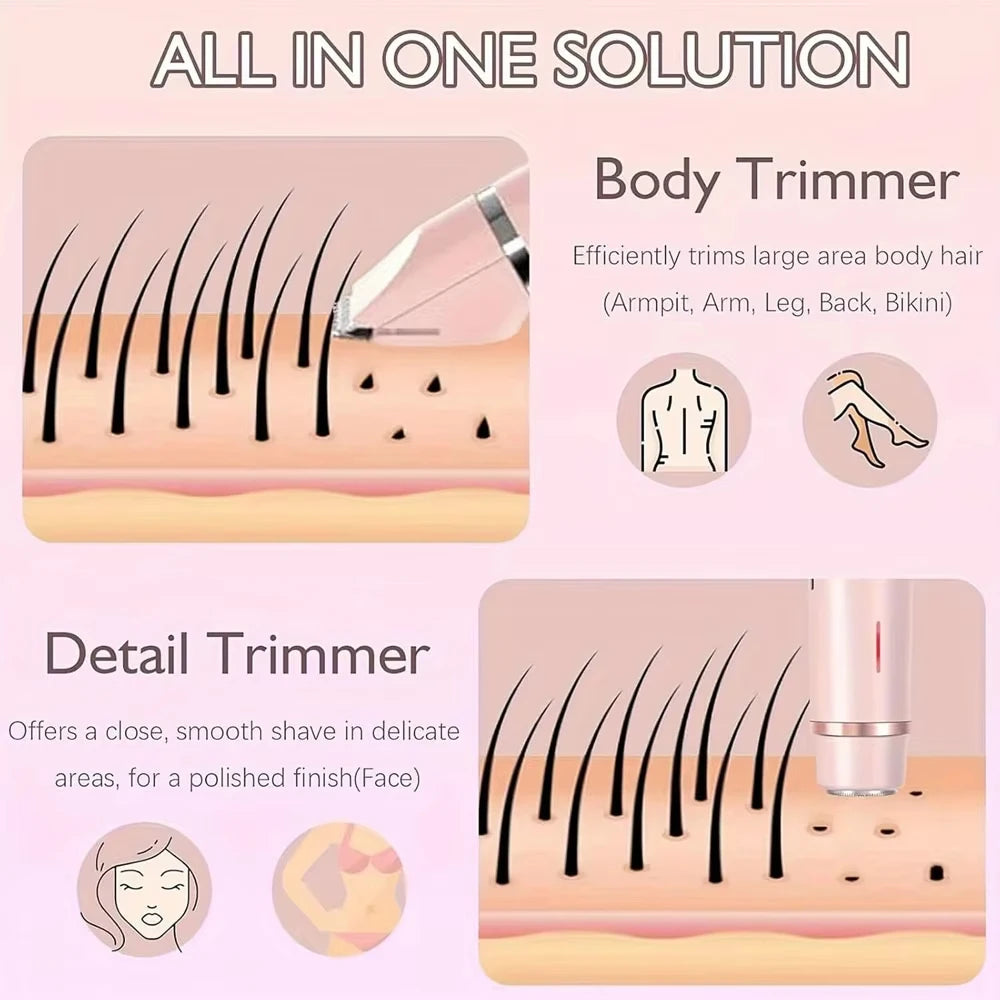 Épilateur corporel pour femme, rasoir électrique pour le visage, la moustache, les jambes, le corps, les aisselles et le maillot. Tondeuse électrique pour le corps et le visage.