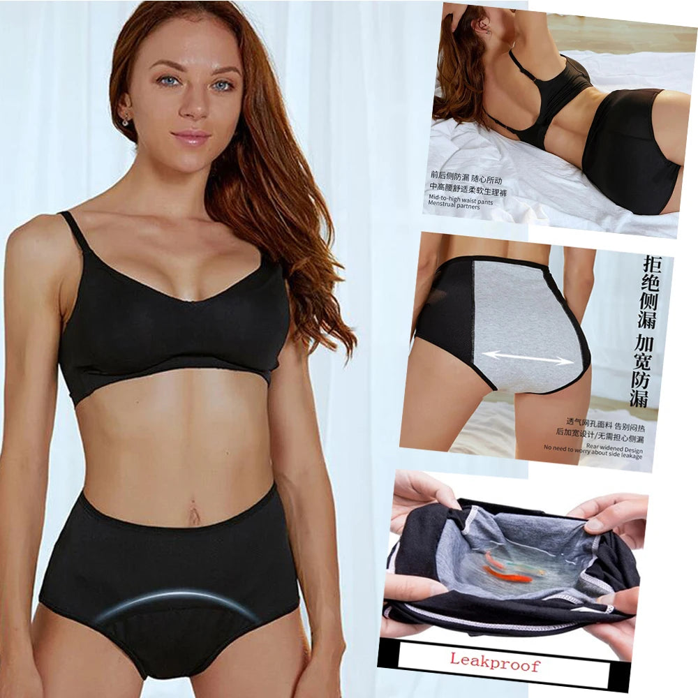 Lot de 5 culottes menstruelles anti-fuites pour femmes, sous-vêtements menstruels sexy, culottes physiologiques imperméables et coupe menstruelle.