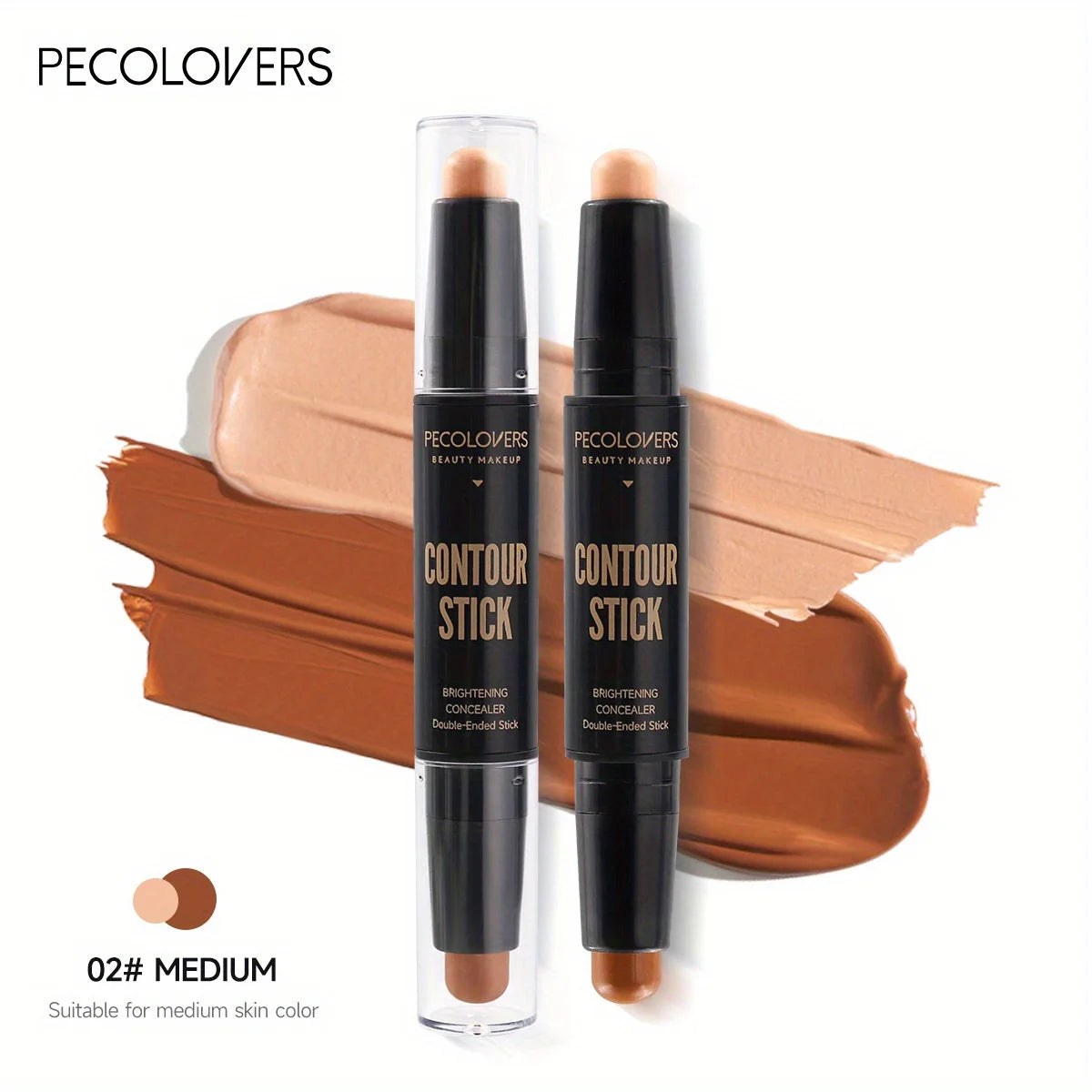 Stick contouring avec correcteur et illuminateur double embout pour un effet 3D sur l'arête du nez et un visage en V.