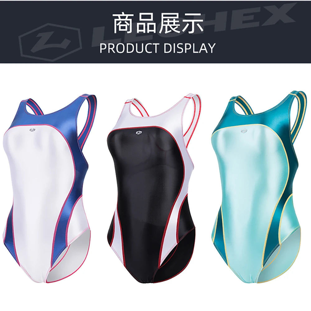 Body sexy en satin japonais pour femme, transparent, une pièce, lingerie brillante échancrée, collants sexy pour soirées et clubs