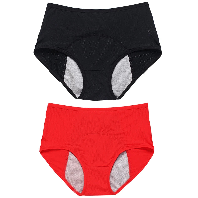 Lot de 2 culottes physiologiques pour femmes, culottes menstruelles anti-fuites, taille mi-haute, en soie glacée.