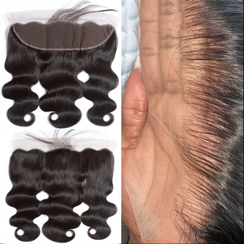 Lace Frontale transparente HD 12A en dentelle 13x4, effet ondulé, fermeture 4x4, cheveux humains brésiliens, effet bouclé crépu et lisse.