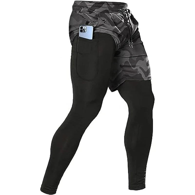 Pantalon de sport 2 en 1 pour homme, survêtement d'entraînement athlétique, pantalon de jogging, pantalon de fitness et de course à pied pour homme