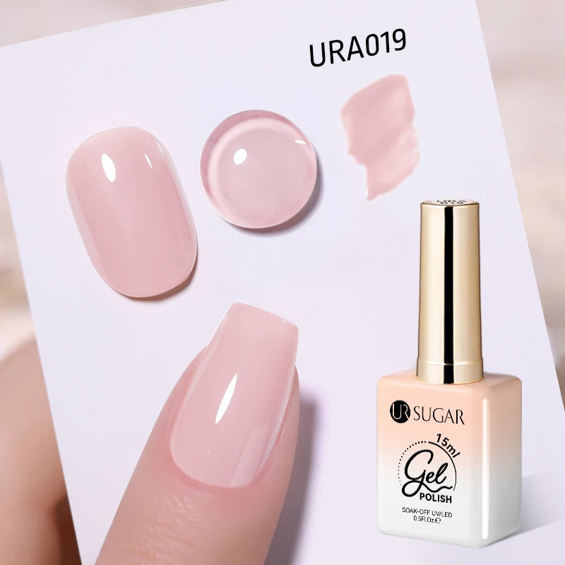 Vernis gel semi-permanent UR SUGAR 15 ml, couleur blanc laiteux translucide, effet gelée, UV, semi-permanent, pour nail art, à dissoudre. Dernière tendance.