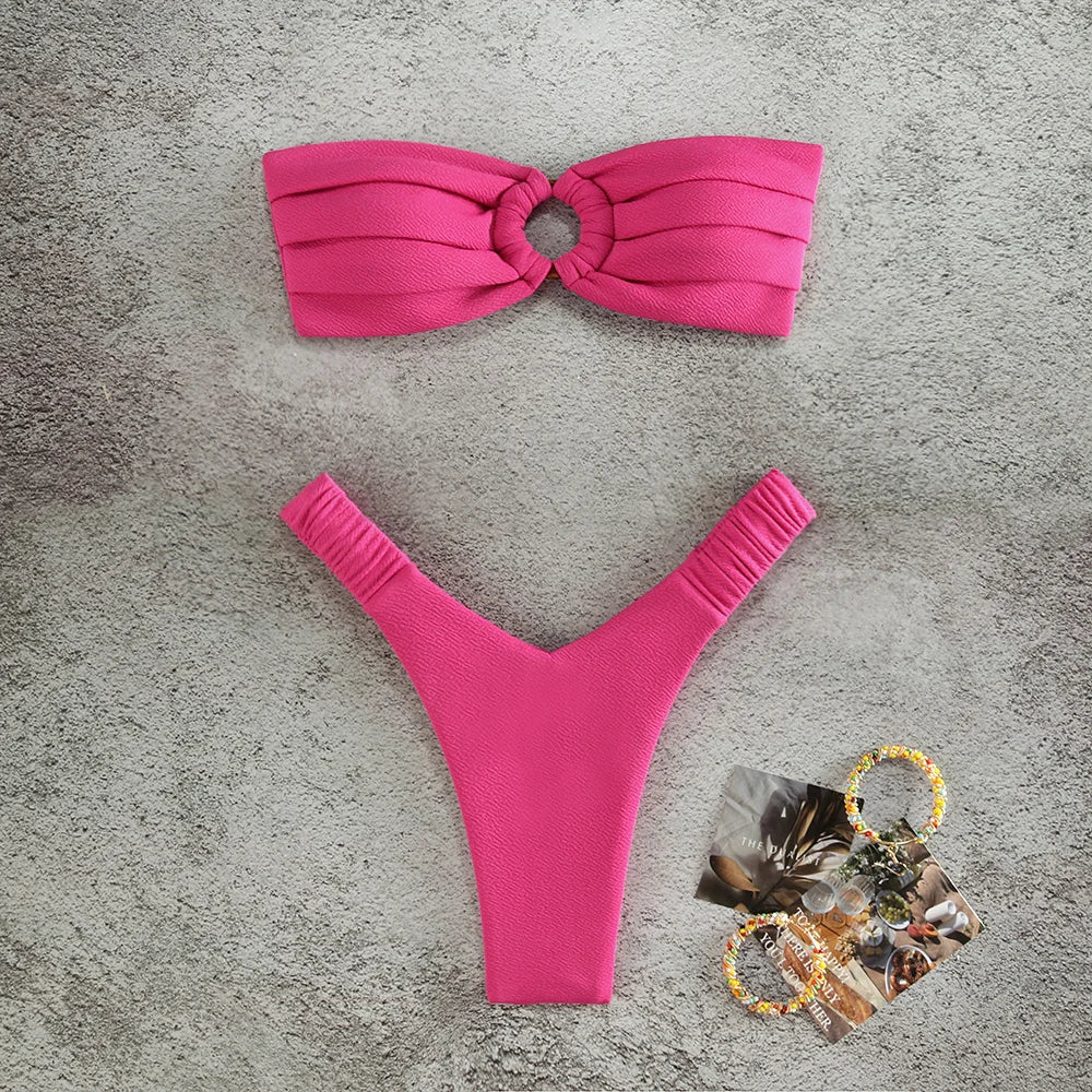 Micro bikini push-up, maillots de bain femme 2024, maillots de bain sexy, ensemble bikini brésilien, string, bikini uni