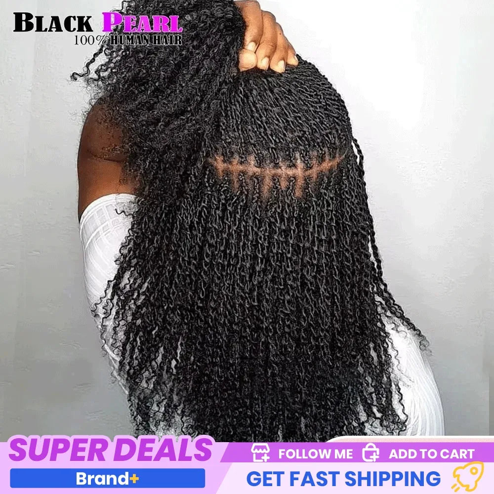 Cheveux Black Pearl Top QVR péruviens crépus bouclés mini twist 50 g/pièce, cheveux humains crépus afro en vrac pour tresses, 100 % cheveux Remy.