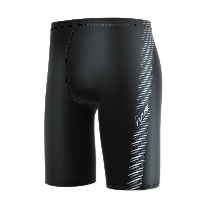 Short de bain homme YUKE, taille asiatique, longueur genou, idéal pour la compétition et l'entraînement. Séchage rapide, imprimé.