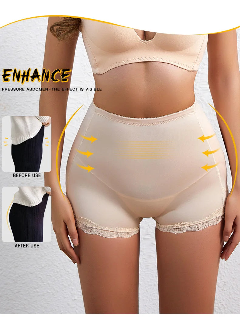 Culotte gainante avec coussinets pour les hanches, effet push-up et rehausseur de fesses, ventre plat, effet lissant, effet fesses rebondies.