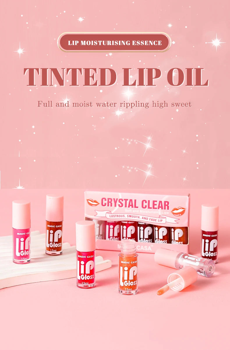 MAGIC CASA Lot de 6 flacons de gel hydratant pour les lèvres, longue tenue, pour des lèvres lisses et brillantes.