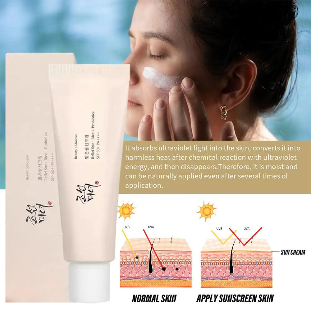 Coffret de soins coréens au riz Joseon et probiotiques : huile essentielle, protection solaire, lotion tonique rafraîchissante, crème hydratante pour le visage et les yeux.