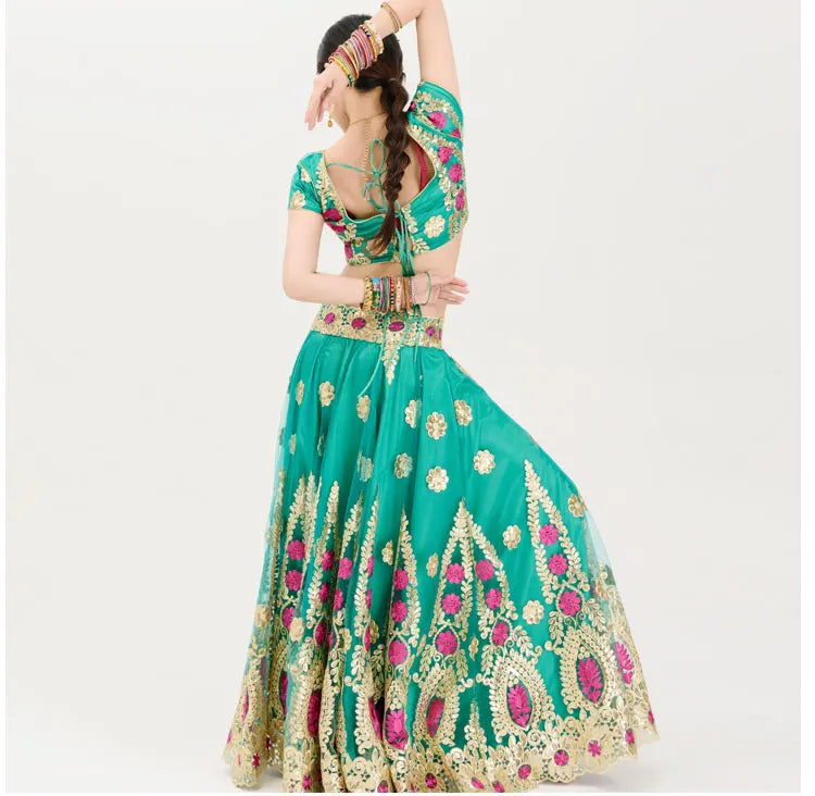 Indian Dance Costume Boutique Embroidery Lenhana Kali Punjab Bollywood Performance Dress Katak Women