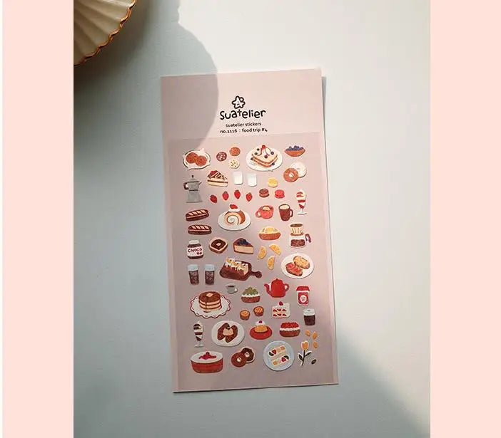 Suatelier Foods Stickers Aesthetic Scrapbooking Cute Junk Journal Ephemera Korean Deco Sticker Planner Diary DIY Craft Supplies