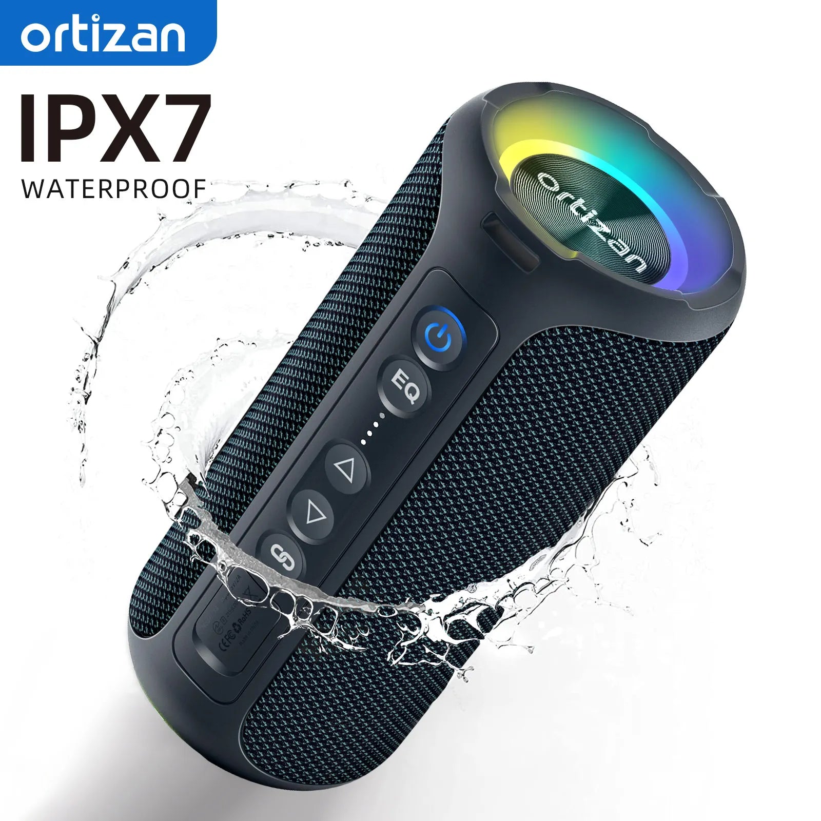 Enceinte Bluetooth Ortizan 40 W avec basses renforcées, portable, sans fil, pour l'extérieur, autonomie de 30 heures, étanche IP7, Bluetooth 5.3