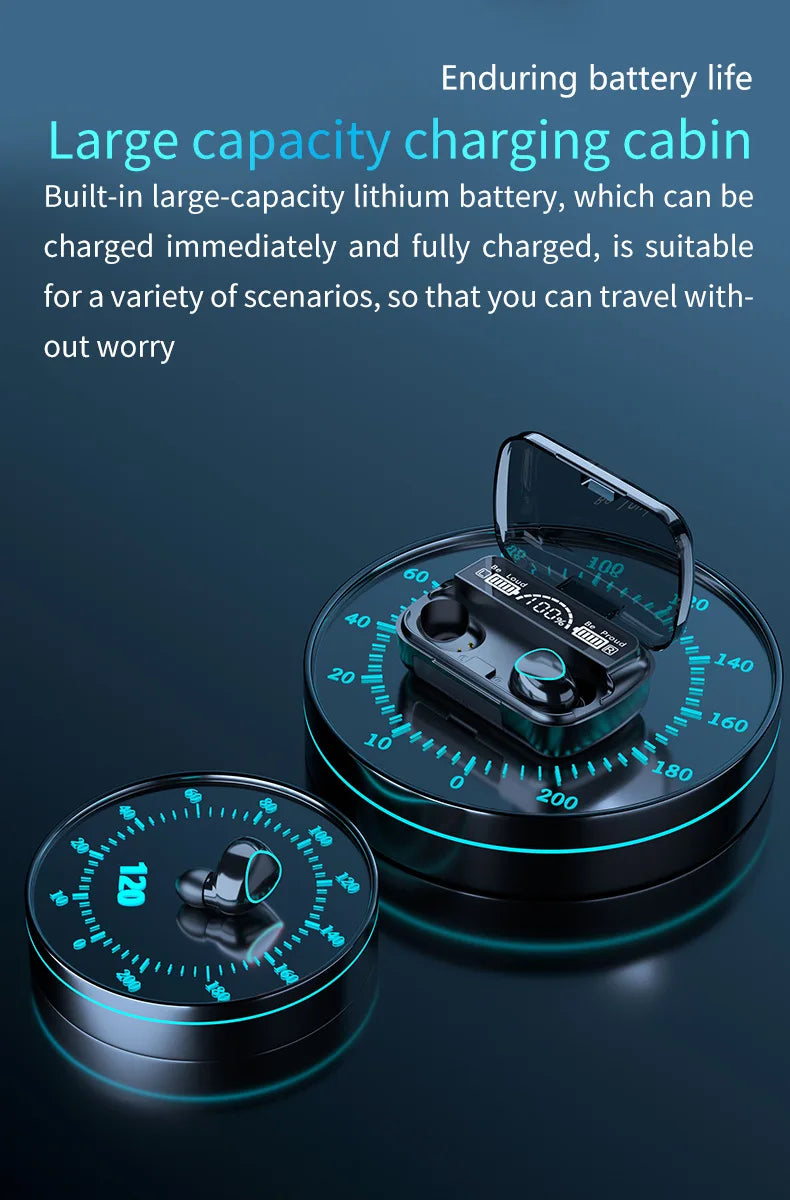 Nouveauté : Écouteurs sans fil M10, son parfait et haute qualité, idéaux pour le sport, les jeux et la musique. Écouteurs Bluetooth avec batterie externe.