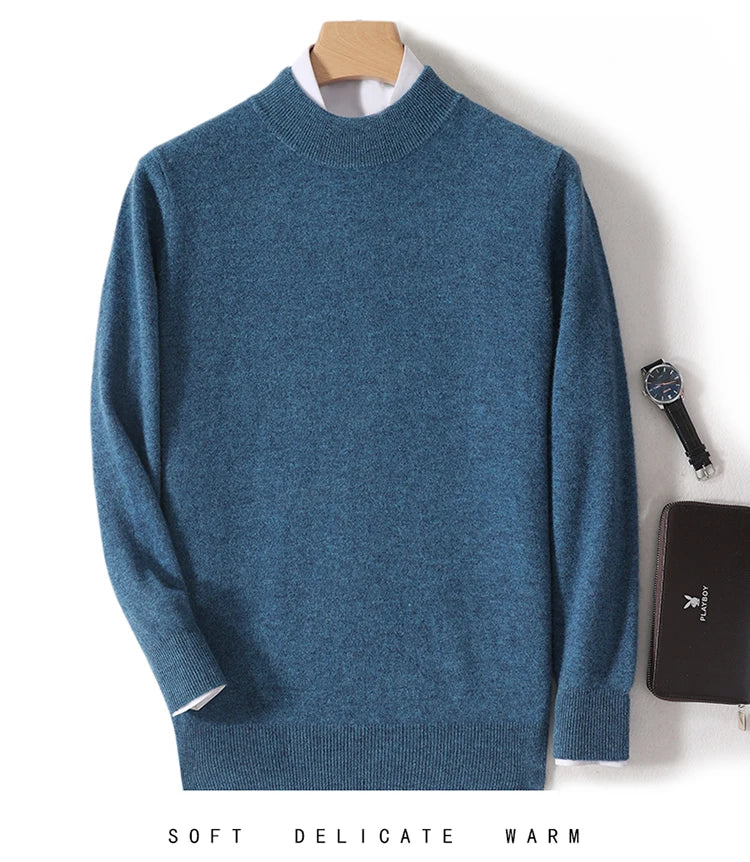 Pull 100 % laine mérinos pour femme, grande taille jusqu'à 5XL, col demi-lune, maille ample, manches longues, finitions cachemire.
